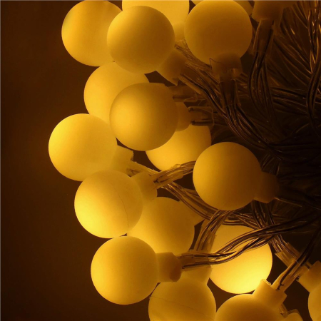 Instalatie bile luminoase pentru gradina, 7,5 metri, 50 LED-uri, cu baterii, galben [3]