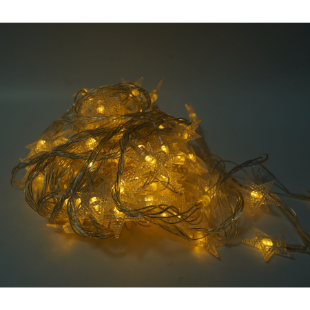 Instalatie Craciun, 10 M, 100 de LED-uri, alb-cald, model cu stelute, liniara, cu baterie, interior/exterior,  [1]