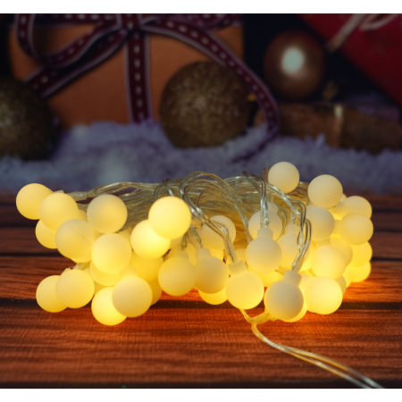 Instalatie Craciun, 10 m, 80 de LED-uri, alb-cald, model cu stelute, liniara, cu baterie, interior/exterior,  [3]