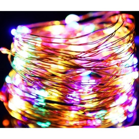 ✨TOATE PRODUSELE✨ - Instalatie Craciun, 10 metri, 100 LED-uri, multicolor, telecomanda 8 functii, USB, fir cupru, liniar, interior/exterior,