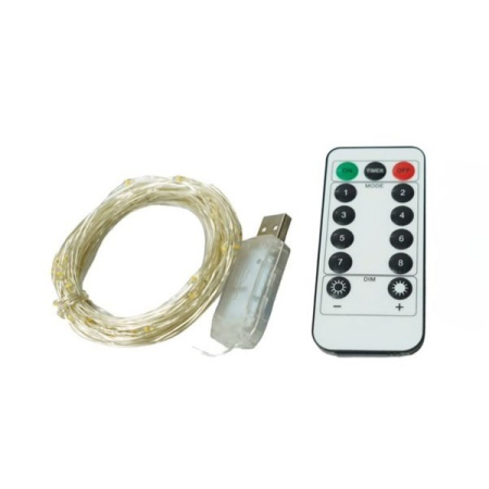 Instalatie Craciun, 10 metri, 100 LED-uri, USB, Telecomanda cu 8 functii, Multicolor,  [3]