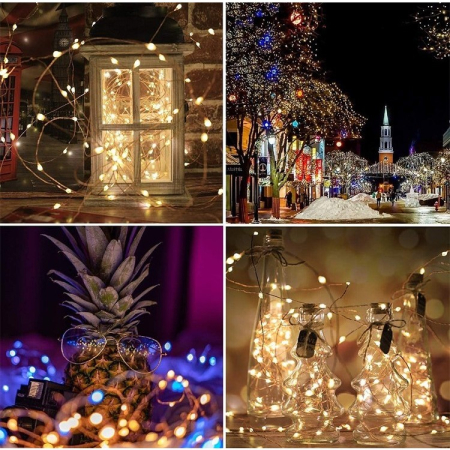 ✨TOATE PRODUSELE✨ - Instalatie Craciun, 100 LED-uri, 12 metri, pentru exterior cu incarcare solara, alb cald, 