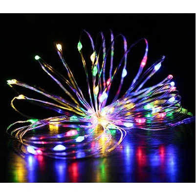 Instalatie Craciun, 2 metri, 20 LED-uri, Multicolor, cu baterii, fir cupru, liniar, interior/exterior,  [2]