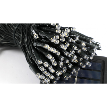 Instalatie Craciun, 20 metri, 200 de LED-uri, alb cald, cu energie solara, fir de cupru, liniar, interior/exterior,  [2]