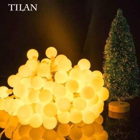 Instalatie Craciun, , 3.5 m, 30 de LED-uri, Model cu Bilute, Tip Liniara, cu Baterie, Interior/Exterior, Alb Cald [4]