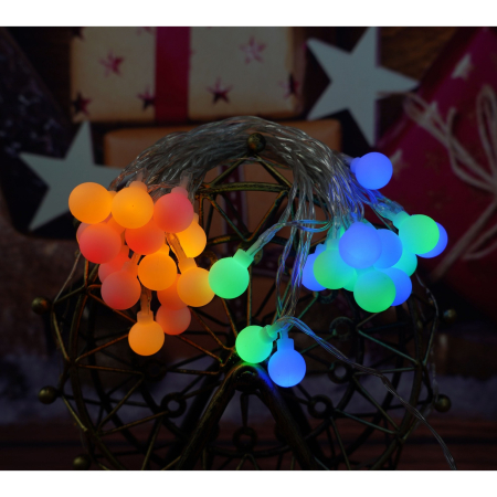 Instalatie Craciun, 3.5 m, 30 de LED-uri, multicolor RGB, model cu bilute, liniara, cu baterie, interior/exterior,  [2]