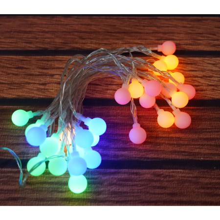 Instalatie Craciun, 3.5 m, 30 de LED-uri, multicolor RGB, model cu bilute, liniara, cu baterie, interior/exterior,  [1]