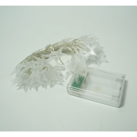 Instalatie Craciun, 3 M,20 de LED-uri, alb-cald, model cu stelute, liniara, cu baterie, interior/exterior,  [5]