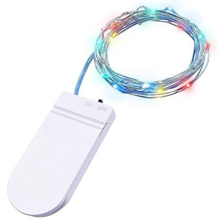 Instalatie Craciun, 3 metri, 30 LED-uri, Multicolor, cu baterii, fir cupru, liniar, interior/exterior,  [2]