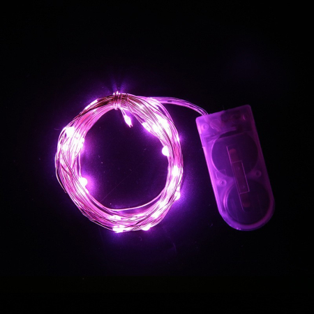 ✨TOATE PRODUSELE✨ - Instalatie Craciun, 3 metri, 30 LED-uri, Roz, cu baterii, fir cupru, liniar, interior/exterior, 