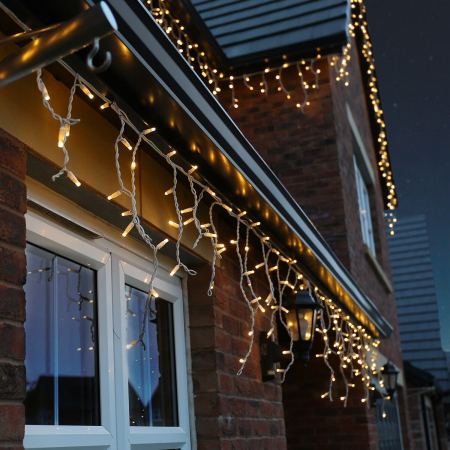 Instalatie Craciun, 35 m, Led-uri ,Franjuri, Alb cald, Flash, Alimentator, Interconectabila, Fir Alb Cauciucat, 220v,  [6]