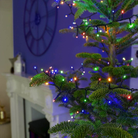 Instalatie Craciun, 45 m, 450 Led-uri ,Liniara, Rosu/Albastru/Rosu/Verde, Flash, Transformator, Interconectabila, Prelungitor 5 m inclus, Fir Verde,  [2]