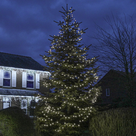 Instalatie Craciun, 5 m, 50 Led-uri ,Liniara, Alb rece, 8 jocuri de lumini, Transformator cu telecomanda, Interconectabila, Prelungitor 3 m inclus, Fir Transparent,  [1]