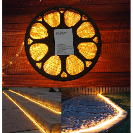 Instalatie Craciun, 88 m, 2112 Led-uri ,Furtun Luminos, Alb cald, 8 jocuri de lumini, Transformator, Sectionabila, 220 V,  [17]