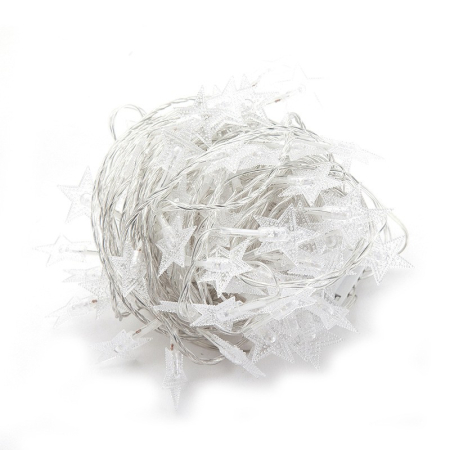 Instalatie Craciun cu baterii, 10 metri, 80 LED-uri tip Stea, fir Transparent, Multicolor,  [2]