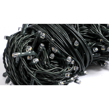 Instalatie Craciun liniara, cu transformator, 20 m, Alb Cald, 200 LED-uri V5, 8 jocuri de lumini, fir verde,  [3]