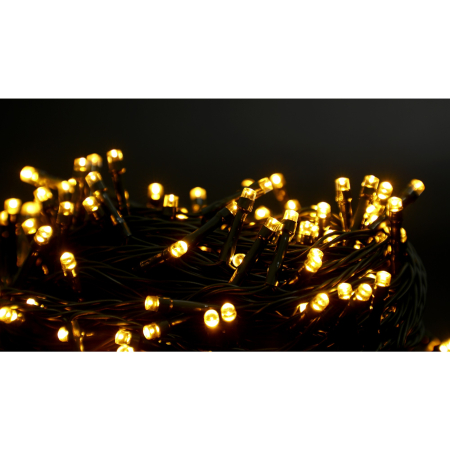 Instalatie Craciun liniara, cu transformator, 20 m, Alb Cald, 200 LED-uri V5, 8 jocuri de lumini, fir verde,  [4]