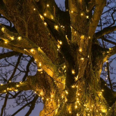 ✨TOATE PRODUSELE✨ - Instalatie Craciun liniara, cu transformator 31V, 10m, alb cald, 100 LED-uri V5, 8 jocuri de lumini, Fir verde, 