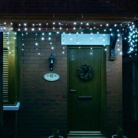Instalatie Craciun Profesionala de Exterior IP65, 65 m, 1560 Led-uri Mari ,Franjuri, Alb rece, Flash, Alimentator, Interconectabila, Fir Negru Cauciucat, 220v,  [8]