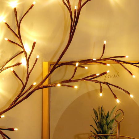 Instalatie Craciun tip Creanga , 144 LED-uri, Conectare USB, 8 Jocuri de Lumini, Telecomanda, 2.5 m, Prelungitor 2 m, 3V, Fir Negru, Alb Cald [5]