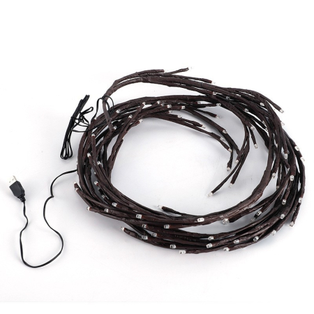 Instalatie Craciun tip Creanga , 144 LED-uri, Conectare USB, 8 Jocuri de Lumini, Telecomanda, 2.5 m, Prelungitor 2 m, 3V, Fir Negru, Alb Cald [6]