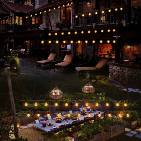 Instalatie Craciun, Tip Globuri de cristal, 20 Led-uri, 5 metri, Alb cald, Energie solara, Senzor de lumina,  [1]