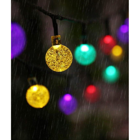 Instalatie Craciun, Tip Globuri de cristal, 20 Led-uri, 5 metri, Multicolor, Energie solara, Senzor de lumina,  [2]