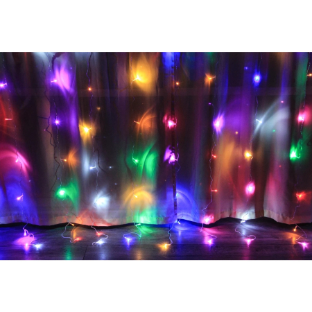 Instalatie Craciun, Tip Perdea IP44, 3m x 1m, 100 Led-uri, Multicolor, USB si telecomanda cu 8 functii,  [2]