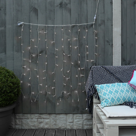 Instalatie Craciun, Tip Perdea, IP44, 9 m x 3 m, 720 LED-uri, Alb rece, cu 8 jocuri de lumini, 31 V, 9W, Interconectabila, Prelungitor 3 m inclus, Fir transparent, Interior/ Exterior,  [3]