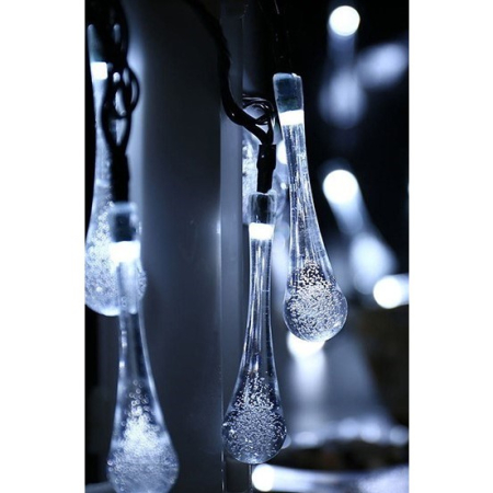 Instalatie Craciun, Tip Picaturi, 20 Led-uri, 5 metri, Alb rece, Energie solara, Senzor de lumina,  [1]