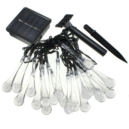 Instalatie Craciun, Tip Picaturi, 20 Led-uri, 5 metri, Alb rece, Energie solara, Senzor de lumina,  [5]