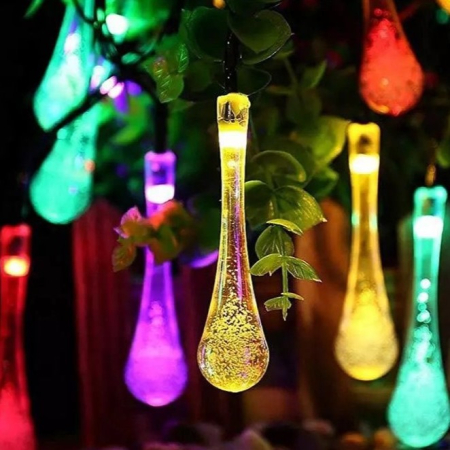 ✨TOATE PRODUSELE✨ - Instalatie Craciun, Tip Picaturi, 20 Led-uri, 5 metri, Multicolor, Energie solara, Senzor de lumina, 