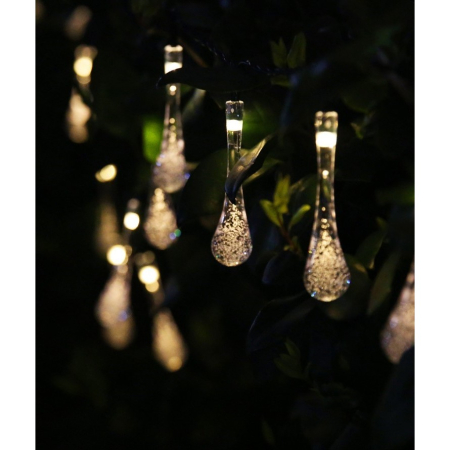 Instalatie Craciun, Tip Picaturi, 30 Led-uri, 6.5 metri, Alb cald, Energie solara, Senzor de lumina,  [5]