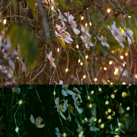 Instalatie Craciun Tip Turturi, IP44, 20 m, 572 Led-uri, Alb cald, 8 jocuri de lumini, 31V, Telecomanda inclusa, Interconectabila, Prelungitor 3 m inclus, Fir Cupru, , Interior/Exterior [4]