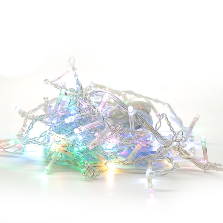 Instalatie Craciun Yoto, Tip Franjuri/Turturi, 4 m, 120 LED-uri, Prelungitor 1.5 m, 8 Jocuri de Lumini, Interconectabila, Conectare la Retea, Fir transparent, Interior/Exterior, Multicolor [9]