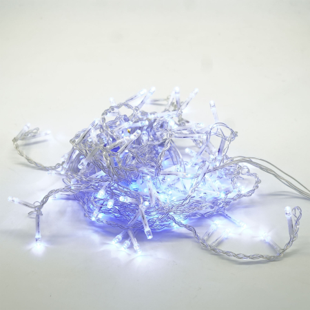 Instalatie Craciun Yoto, Tip Franjuri/Turturi, 4 m, 120 LED-uri, Prelungitor 1.5 m, 8 Jocuri de Lumini, Interconectabila, Conectare la Retea, Fir transparent, Interior/Exterior, Albastru [7]