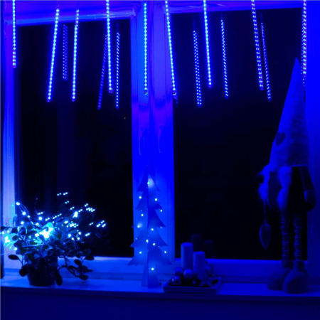 Instalatie de Craciun, 10 tuburi, 50cm, 480 LED, ploaie de meteoriti, albastru [14]