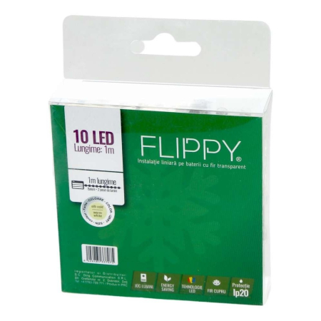 Instalatie de Craciun cu Baterii Tip Liniar, 2 jocuri de lumini, Fir Transparent 1 m 10 LED -uri, Alb Cald [4]