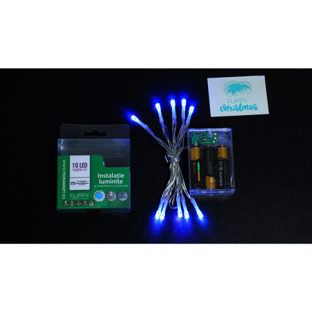 Instalatie de Craciun cu Baterii Tip Liniar, 2 jocuri de lumini, Fir transparent 1 m 10 LED -uri, Albastru [4]