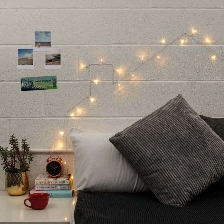 Instalatie de Craciun cu Baterii Tip Liniar, 2 jocuri de lumini, Fir Transparent 10 m 100 LED -uri, Alb Cald [1]