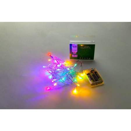 Instalatie de Craciun cu Baterii Tip Liniar, 2 jocuri de lumini, Fir Transparent 3 m 30 LED -uri, Multicolor [4]