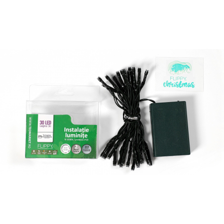 Instalatie de Craciun cu Baterii Tip Liniar, 2 jocuri de lumini, Fir Verde 3 m 30 LED -uri, Alb Rece [4]