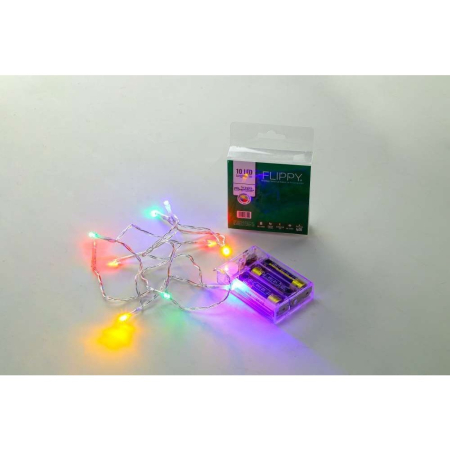 Instalatie de Craciun, Liniara, 1 m, Baterii, 10 LED-uri, Multicolor, 2 Jocuri de Lumini, Fir Transparent, Interior/Exterior,  [3]