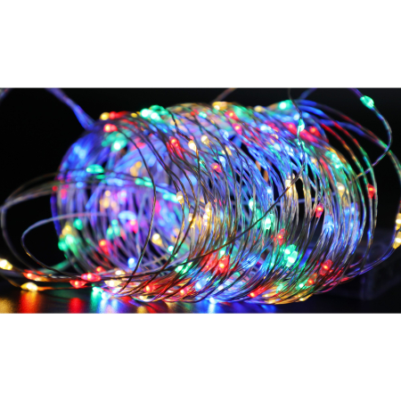 Instalatie de Craciun, Liniara, 20 m, Baterii, 200 LED-uri, Multicolor, 2 Jocuri de Lumini, Fir Cupru, Interior/Exterior,  [9]