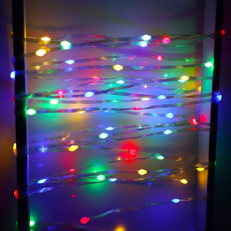 ✨TOATE PRODUSELE✨ - Instalatie de Craciun , liniara, cu 200 micro LED-uri, 20 m, 220V, conectare la retea, cu 8 jocuri de lumini, interior/exterior, fir transparent, 3 fire cupru, multicolora