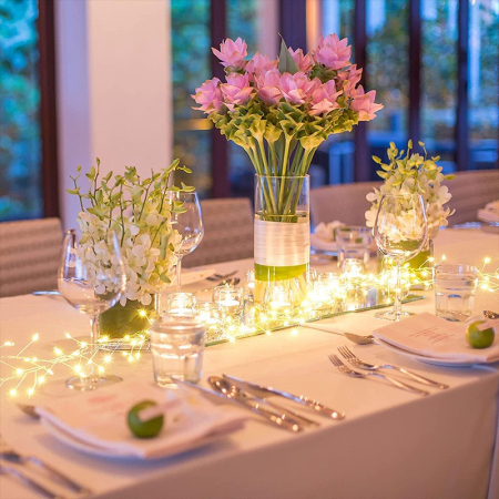 Instalatie de Craciun Liniara, ®, Tip Cluster, 8 Jocuri de Lumini, cu Telecomanda, 6 m, 200 Led-uri, Alimentare USB, 3V, Alb Cald [1]