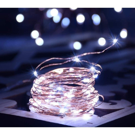 Instalatie de Craciun Liniara, ®, Tip Liniara, Fir Cupru, 8 Jocuri de Lumini, cu Telecomanda, 10 m, 100 Led-uri, Alimentare USB, 4.5V, Alb Rece [5]