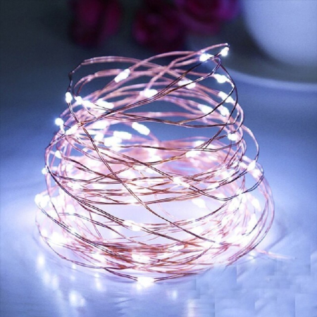 Instalatie de Craciun Liniara, ®, Tip Liniara, Fir Cupru, 8 Jocuri de Lumini, cu Telecomanda, 10 m, 100 Led-uri, Alimentare USB, 4.5V, Alb Rece [2]