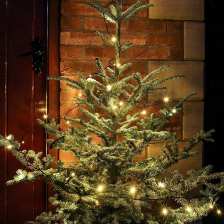 Instalatie de Craciun liniara Yoto, 10 m, din care 1 m cablu priza 220V, 100 LED, 8 jocuri de lumini, controler, fir negru, alb cald [6]