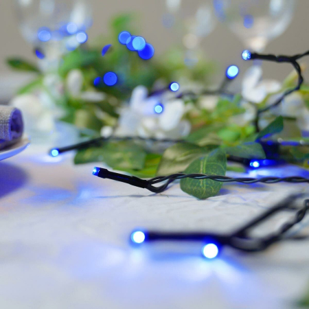 Instalatie de Craciun liniara Yoto, 17 m, din care 1 m cablu priza 220V, 200 LED, 8 jocuri de lumini, controler, fir negru, albastru [2]